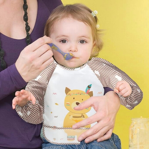 Bavete pentru bebeluși cu mânecă lungă, impermeabile, 3 bucăți 2
