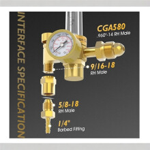 Argon/CO2 Mig Tig Flow Meter Gas Regulator Gauge Welding Weld with Gas Hose, Copper Pressure Regulator with Gas Tube