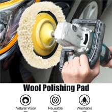 6 Stuks Wollen Polijstpads - 7 Inch Natuurlijke Wollen Schuurpads met Klittenbandbevestiging en Polijstmiddel