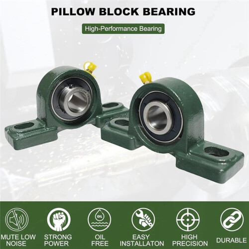 2 Pack UCP204-12 Pillow Block Mounted  Bearing - 3/4 Inch Bore - Solid Cast Iron Base - Self Aligning 1