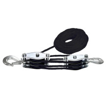 Rope Pulley Block Zinc Alloy Hook Handheld Crane Heavy Duty Polyethylene Rope Pulley Hoist Manual Lifting Device 15m-3W