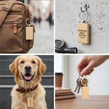 50 Pcs Wooden Keychain Blanks for DIY Crafts, Engraving, and Gifts with Key Rings