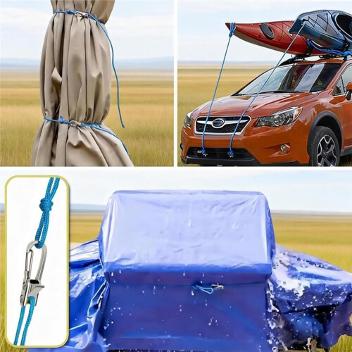 6-Pack Justerbart Paracord-Spännkit - Infällbart Spänne och Kamlås för Säker Bindning, Camping och Presenningar 2