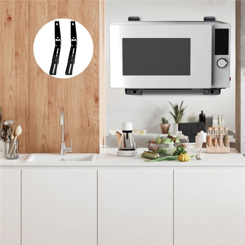 2Pcs Foldable Wall Mounted Microwave Shelf Brackets,Heavy Duty Stainless Steel Kitchen Organizer Rack Large Capacity 2