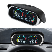 Car Truck 2 in 1 LCD Gauge Water Temperature Meter +Voltmeter with 1/8 NPT Temp Sensor Water Temp Gauge for Auto Cars