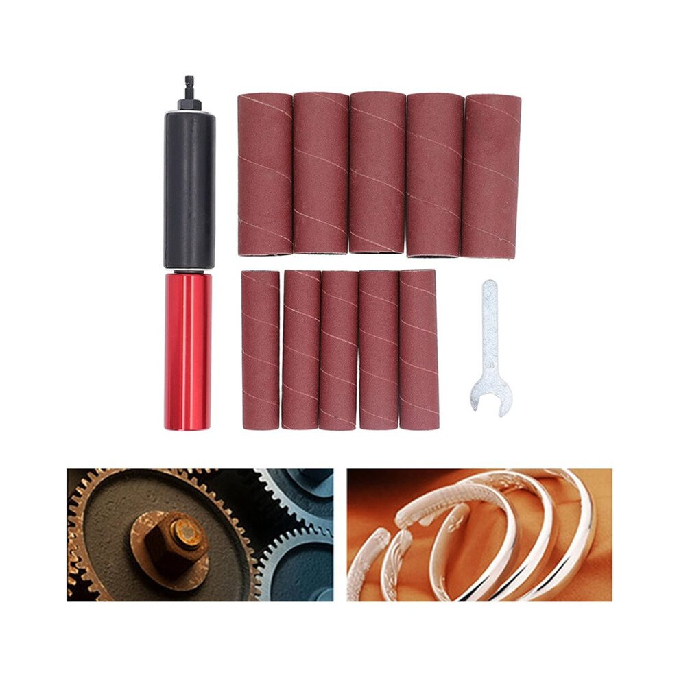 Spindle Sander Adapter For Power Drill, 1.5In Mandrel Drum Kit With 10 Sandpaper Sleeves For Wood & Metal 4712661287039