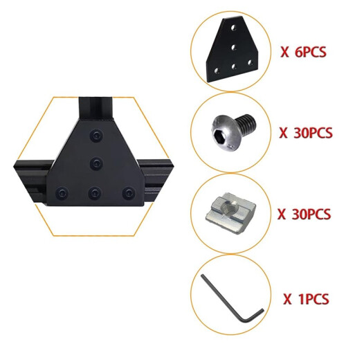 6Pcs 4040 Series Aluminum Corner Bracket T-Shape Connector with Hardware Kit for DIY Projects 2
