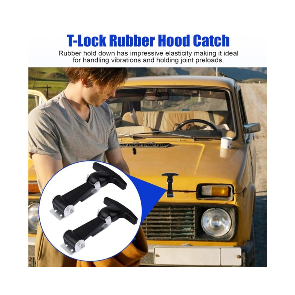 Elastic Stainless Steel Rubber Hood Catch - Flexible T-Handle Hasp Rubber Flexible Draw Latches With Brackets 6032785956702