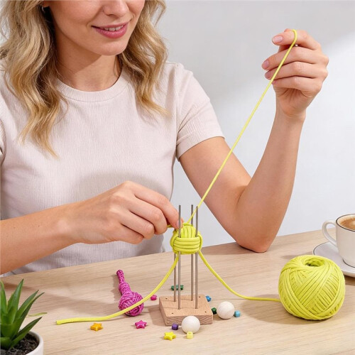 Monkey Fist Knot Tying Jig - Wooden Base DIY  Tool for Rope Projects, Keychains, and Decor 2
