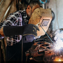 Hitzebeständige Grillhandschuhe, Langärmelige Grillhandschuhe, Schweißhandschuhe