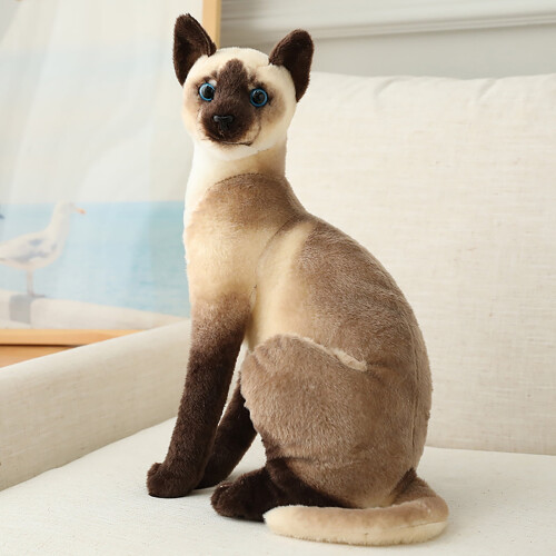 Gato de pelúcia da raça siamesa sentado, 25 cm (10 polegadas), com enchimento de alta densidade, ideal para crianças pequenas. 1