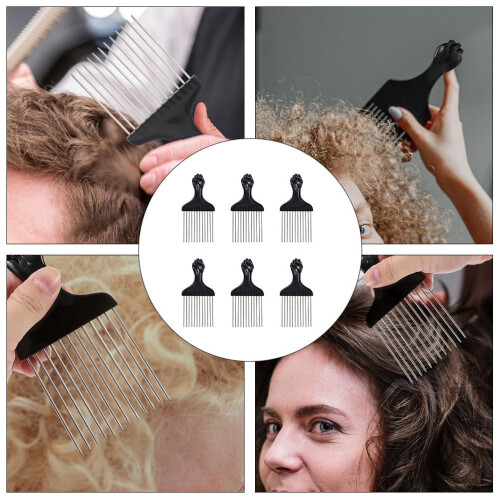 Χτένες styling για γυναίκες6 τεμάχια χτένες Afro Pick με μεταλλικό άκρο και για 2