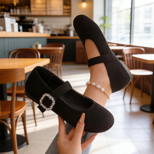 Μαύρα γυναικεία μοκασίνια με μαλακή σόλα, slip-on casual φλατ παπούτσια, ύφασμα flock, 1