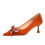 Women's Satin Rhinestone Bow Heel Pointed Toe Pumps 2