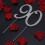 FRCOLOR Silver Alloy Cake Topper with Rhinestones 90th 7