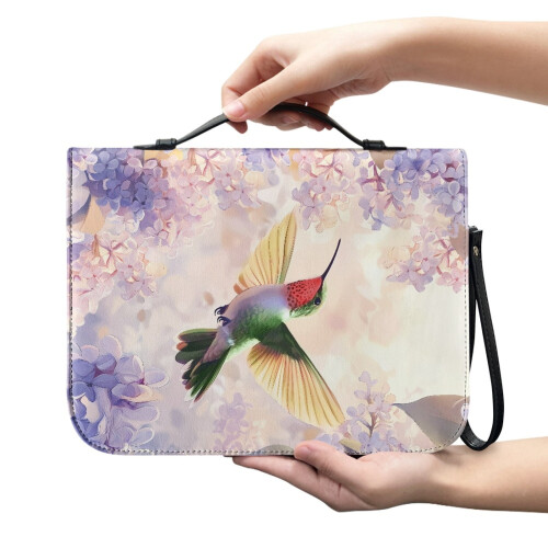 Δερμάτινη Βίβλος Hummingbird σε χρώμα λεβάντας από PU για γυναίκες και άνδρες, XL, ελαφρύ 1