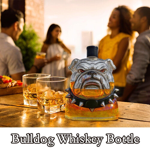 Γυάλινη καράφα κρασιού Bulldog – Συλλεκτική κανάτα ποτών για μπαρ, ράφια, πάρτι. 1
