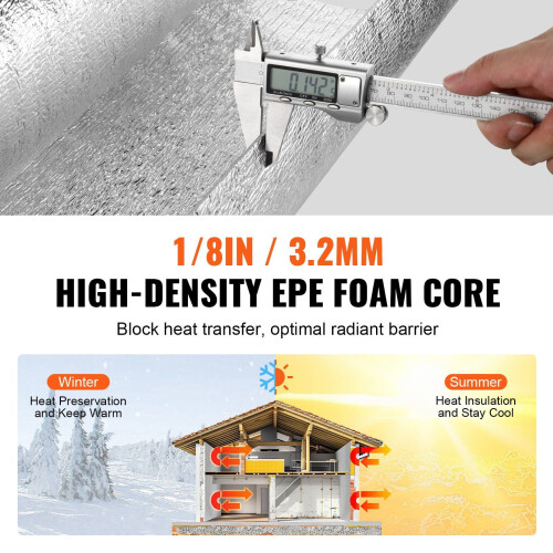 Double Reflective Insulation Roll Foam Core Radiant Barrier 23.8in x 50 ft 2