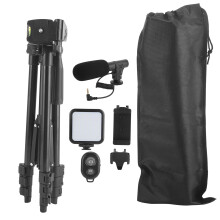 Camera Tripod For Smartphones And Dslr, Versatile3Way Pan Head Tripod With Spirit Level And Bluetooth Remote Compatible With Iphone Android Go Pro