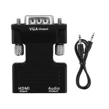 Premium HDMI till VGA-omvandlare Stöd för hög upplösning Plug and Play Lätt design Kompatibel med många enheter Ingen drivrutin krävs Ljud