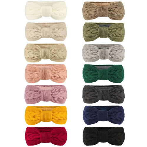 Bandeau d'hiver en maille torsadée doublé de fourrure (2 pièces) 1