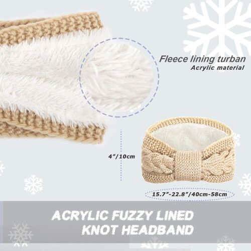 Bandeau d'hiver en maille torsadée doublé de fourrure (2 pièces) 2