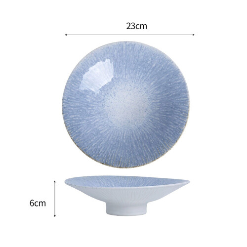 Ripple Pattern Pedestal Serving Bowl Ceramic Fruit Snack Bowl Decorative Tableware for Kitchen Dining 1