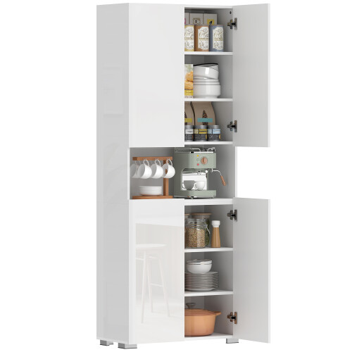 Homcom (White) HOMCOM 180cm Tall Kitchen Cupboard, Pantry Storage Cabinet 1