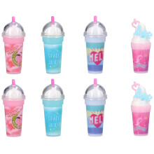 Plastic mini koffiekopjes met deksels voor poppenhuisminiaturen, transparante sleutelhangers, doe-het-zelf knutseldrankflesjes, ijsjes poppenhuis