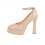 Women's Leather Strap Round Toe Block Heel Pumps 2
