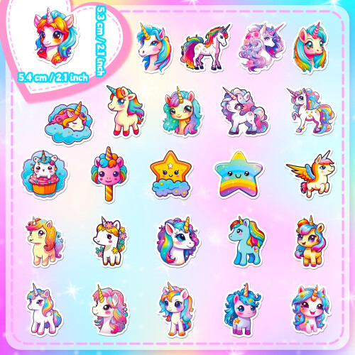 Unicorn Waterproof Stickers DIY Decorative 50-Pack 2