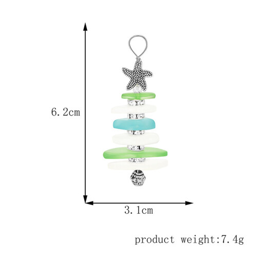 Sea Glass Christmas Tree Ornament, 6.2x3.1 cm 1