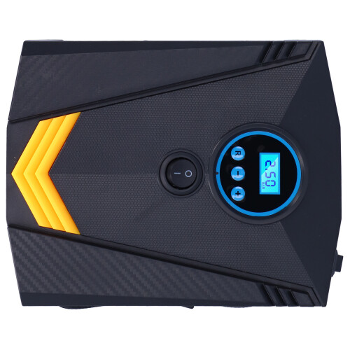 Compressor de ar digital com iluminação LED, tamanho compacto e design fácil de guardar, inflação programável e desligamento automático. 2