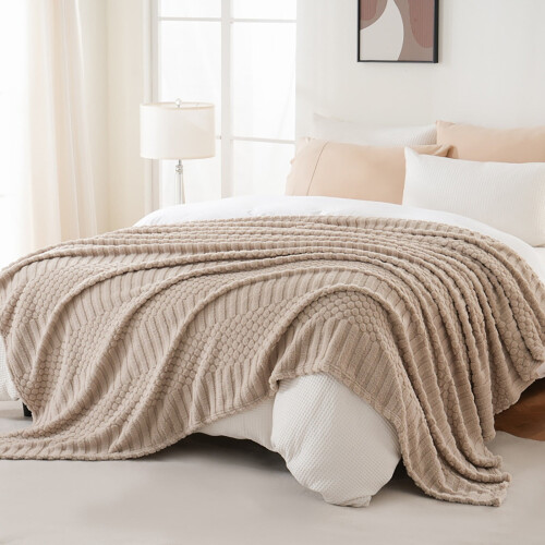 Fleece Nap Blanket, Polyester Office Sofa Throw, Multi-Color Brown Caramel, Soft & Machine Washable 1
