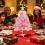 Pink Christmas Tree Tabletop Artificial Mini Tree with 4