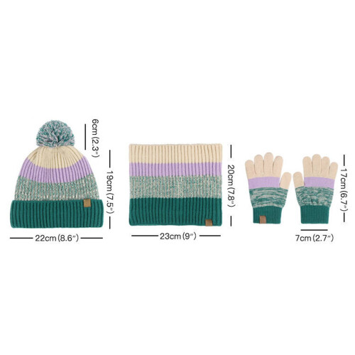 Conjunto infantil de gorro, cachecol e luvas, moderno e quentinho para usar ao ar livre. 2