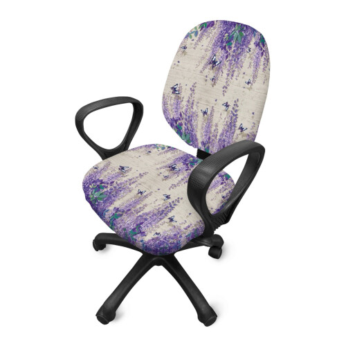 Κάλυμμα καρέκλας γραφείου Butterfly Lavender2PCS, κάλυμμα μαξιλαριού καθίσματος Spandex 1