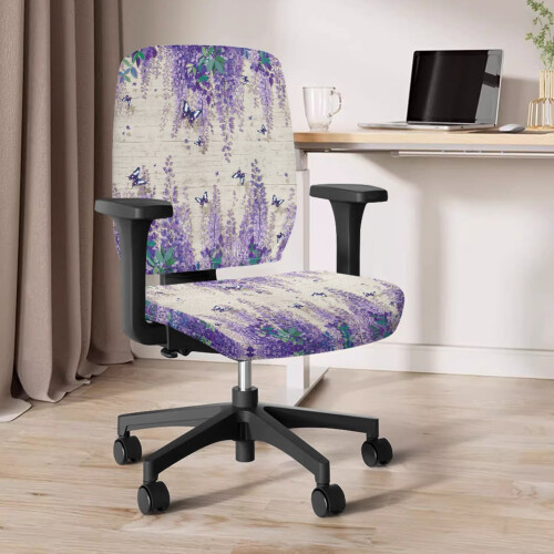 Κάλυμμα καρέκλας γραφείου Butterfly Lavender2PCS, κάλυμμα μαξιλαριού καθίσματος Spandex 2