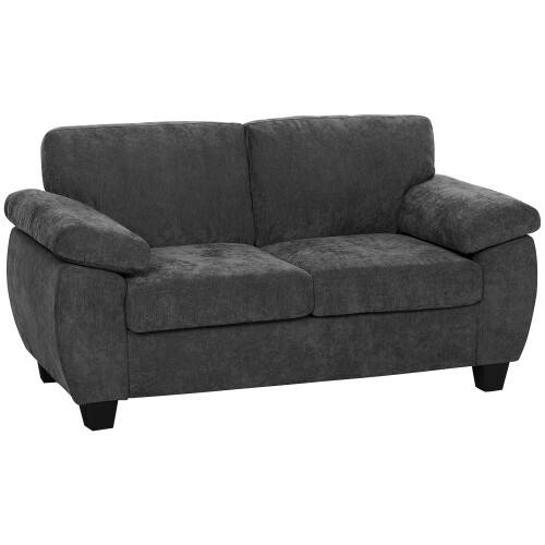 Homcom (Grey) HOMCOM 2 Seater Sofa, Chenille Small Sofa with Spring Cushions 1