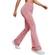 Women's High Waisted Dusty Pink Flare Yoga Pants with