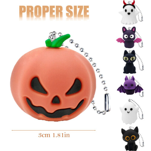 Σετ μπρελόκ από μαλακό καουτσούκ για το Halloween: Γούρια κολοκύθας, νυχτερίδας, γάτας 2