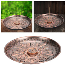 Purple Bronze Incense Holder Five Blessings Plate Stand 10.8cm