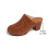 Καφέ Γυναικεία Slip On Clog Mules με Τακούνι, Στρογγυλή Μύτη και Δερμάτινο Άνω Μέρος με 7