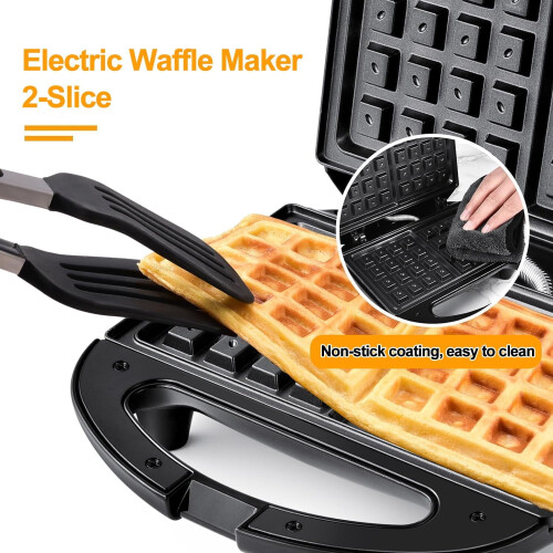 Dual Non-Stick Belgian Waffle Maker, 750W, Auto Temp Control, LED, Cool-Touch Handle, Easy Clean 1