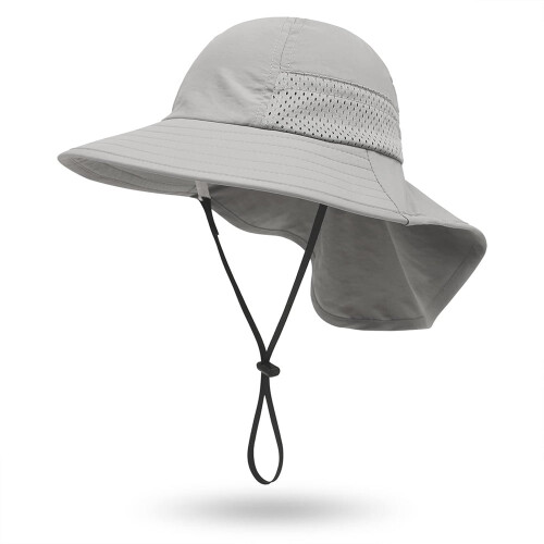 Kinder-Sonnenhut mit breiter Krempe, UPF50+, Grau 1