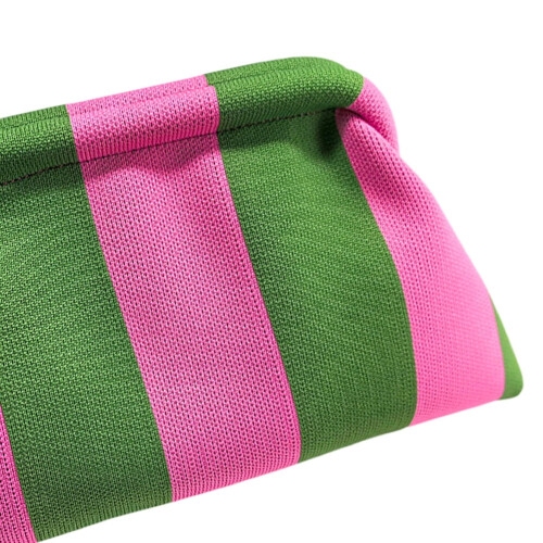 Γυναικεία πλεκτή τσάντα clutch μικρή ριγέ υφασμένη τσάντα για γυναίκες (ροζ πράσινο) 2
