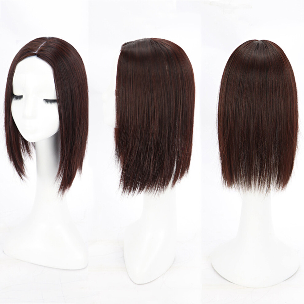Penghui-Toys (Dark Brown, 35Cm) Wig Piece Female Top Hair Piece Invisible Natural For Girls Women Without Bangs