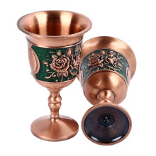 Set di 2 Bicchieri da Vino in Metallo Vintage con Rilievo | Retro 250ml Oro Rosa