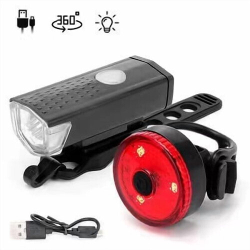 USB Rechargeable Bike Front/Rear Light Kit, 3 Modes, Tool-Free Hook Mount, Long-Range Visibility – Compatible with All Bikes 1