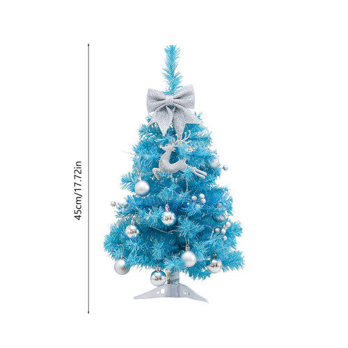 Blue Mini Tabletop Christmas Tree with Elk 17.7 Inch 2